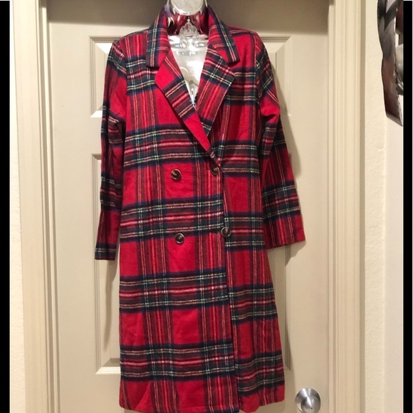 ROYAL PLAID LONG TRENCH COAT small NWT - Picture 5 of 9